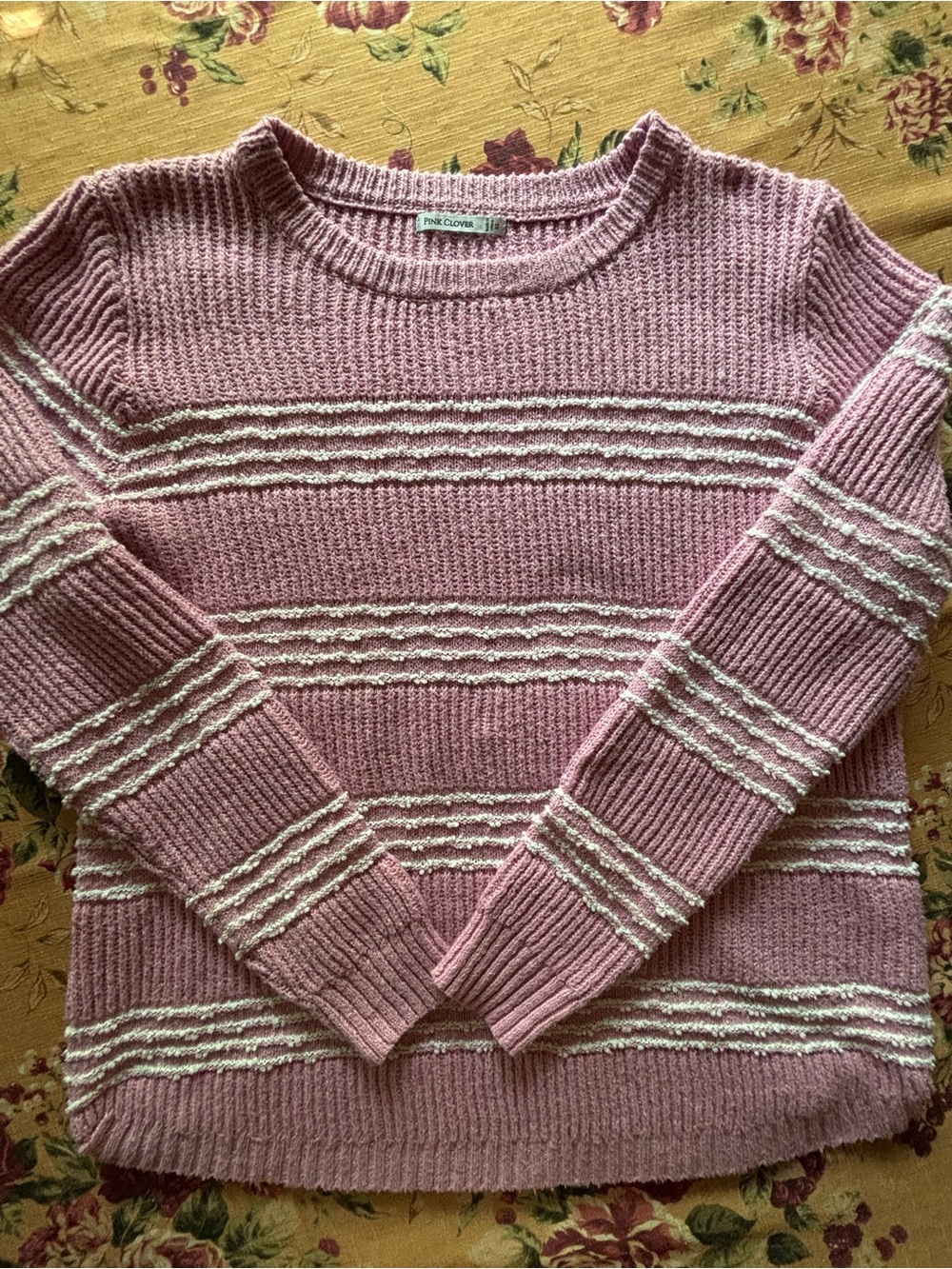 Pink Clover Textured Stripe Women's Sweater